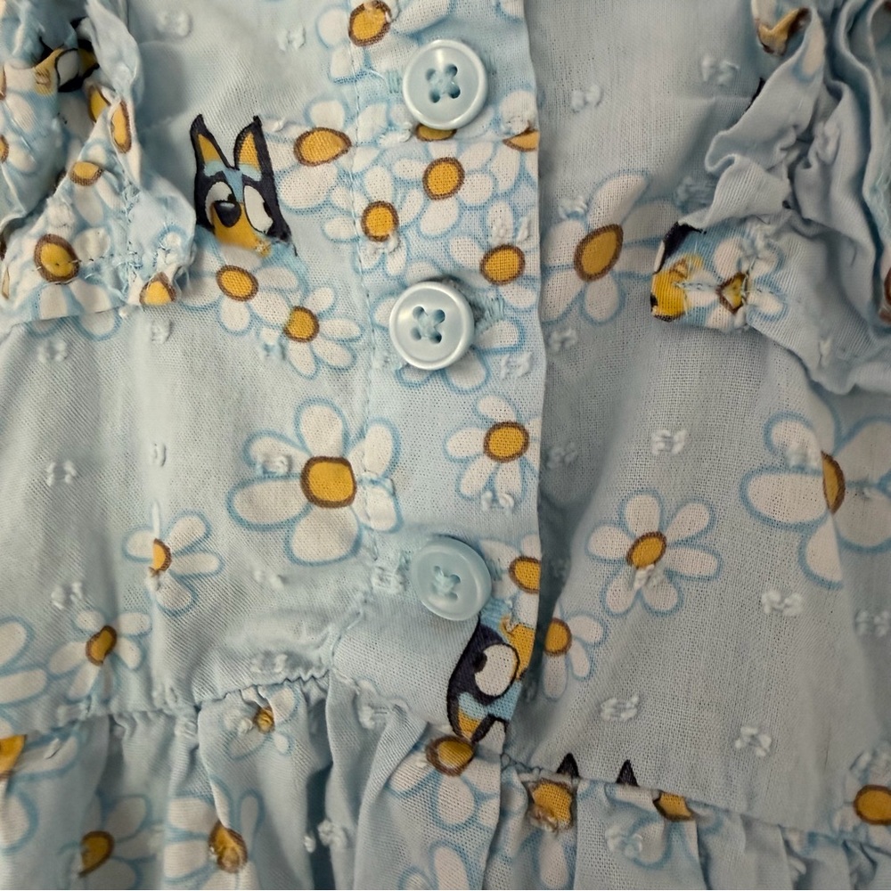 Girls Floral Heart Print and Bluet Dresses - Pink & Blue - Picture 7 of 7